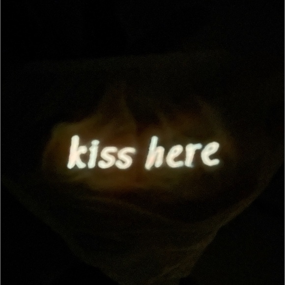 Sheer White Mesh Lingerie Set Glow-in-the-Dark “Kiss Here” - Adjustable XS-S - Picture 3 of 3